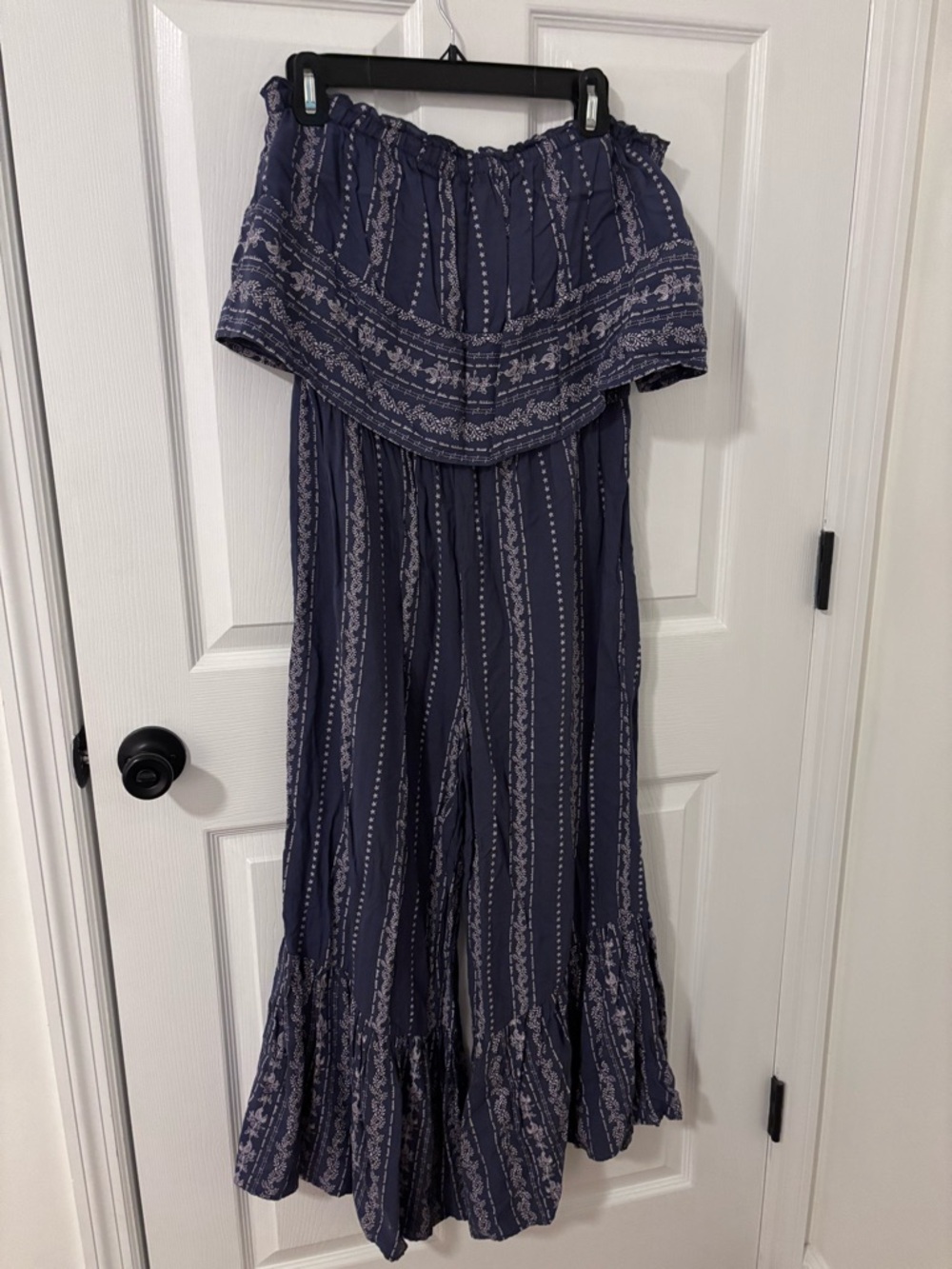 Japna Strapless Navy Printed Jumpsuit